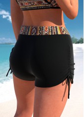 Black swimwear,Tribal swimwear,ROTITA Bowknot Black African Tribal Print Bikini Top