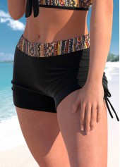 Black swimwear,Tribal swimwear,ROTITA Bowknot Black African Tribal Print Bikini Top