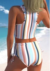 Multi Color swimwear,Striped swimwear,ROTITA Wide Strap Multi Color Bikini Top