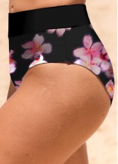 Pink swimwear,Black swimwear,Floral swimwear,ROTITA Bowknot Pink Floral Print Bikini Top