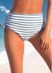 Light Grey swimwear,White swimwear,Striped swimwear,ROTITA Light Grey Wide Strap Striped Bikini Top