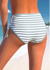 Light Grey swimwear,White swimwear,Striped swimwear,ROTITA Light Grey Wide Strap Striped Bikini Top