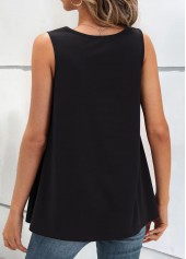 Black tops,Contrast Color tops,ROTITA Lace Up Black V Neck Tank Top