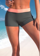 Grey swimwear,White swimwear,Striped swimwear,Geometric swimwear,ROTITA Patchwork Halter Grey Striped Tankini Top