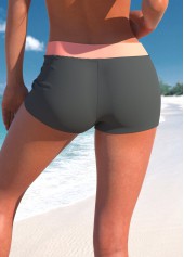 Grey swimwear,White swimwear,Striped swimwear,Geometric swimwear,ROTITA Patchwork Halter Grey Striped Tankini Top