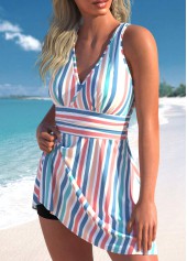 Multi Color swimwear,Striped swimwear,ROTITA Criss Cross Multi Color Swimdress Top