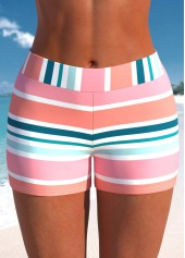 Pink swimwear,Striped swimwear,Geometric swimwear,ROTITA Bowknot Pink Multi Stripe Print Tankini Top
