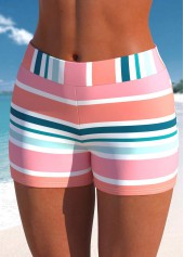 Pink swimwear,Striped swimwear,Geometric swimwear,ROTITA Bowknot Pink Multi Stripe Print Tankini Top