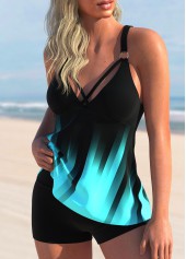 ROTITA Criss Cross Cyan Ombre Tankini Top-No Bottom