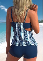 Navy swimwear,Tribal swimwear,Striped swimwear,ROTITA Criss Cross Navy Tribal Print Tankini Top