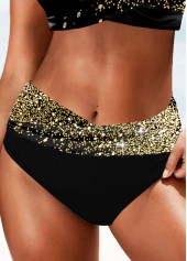 Gold swimwear,Black swimwear,Other swimwear,ROTITA Gold Shinning Mid Waisted Bikini Bottom