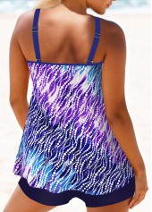 Multi Color swimwear,Dot swimwear,Geometric swimwear,ROTITA Metal Ring Multi Color Polka Dot Tankini Top