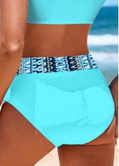 Cyan swimwear,Geometric swimwear,ROTITA Criss Cross Cyan Geometric Print Bikini Top