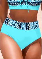 Cyan swimwear,Geometric swimwear,ROTITA Criss Cross Cyan Geometric Print Bikini Top