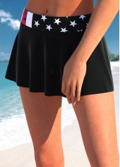 Black swimwear,Flag swimwear,ROTITA Ruched Black American Flag Print Tankini Top