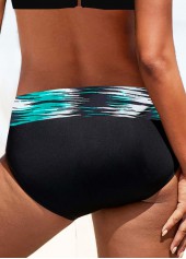 Black swimwear,Dazzle Colorful swimwear,ROTITA Black Dazzle Colorful Print Mid Waisted Bikini Bottom