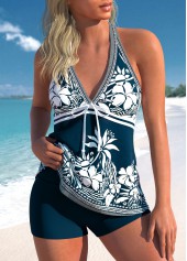 Bowknot Navy Tribal Print Tankini Set