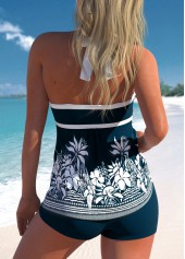 Navy swimwear,Tribal swimwear,ROTITA Bowknot Navy Tribal Print Tankini Top