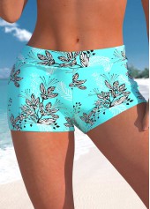 ROTITA Plus Size Mid Waisted Leaf Print Swim Shorts