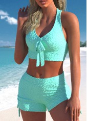 Mint Green swimwear,Plain Color swimwear,ROTITA Criss Cross Mint Green Bowknot Bikini Top