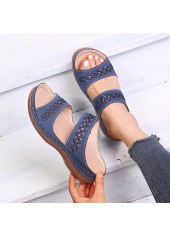 Navy accessories,Plain Color accessories,Navy Falt Open Toe Hollow Sliders