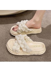 White accessories,Plain Color accessories,White Low Heel Open Toe Sliders