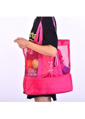 Hot Pink Mesh Hasp Shoulder Tote Bag