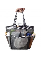 Striped Black Open Mesh Storage Bag