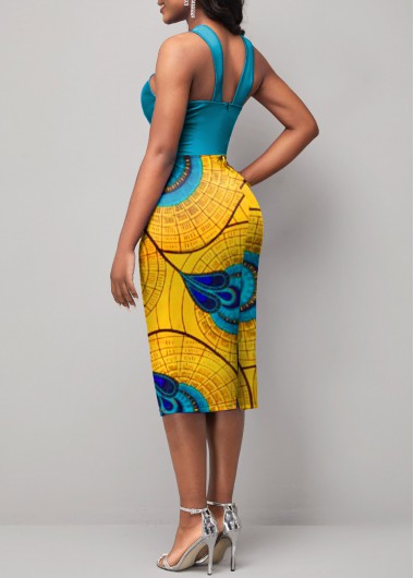 Multi Color dresses,Tribal dresses,ROTITA Tribal Print Multi Color Cross Collar Dress