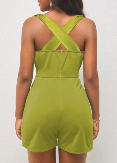Mustard Yellow jumpsuits&rompers,Plain Color jumpsuits&rompers,ROTITA Tie Mustard Yellow V Neck Sleeveless Romper