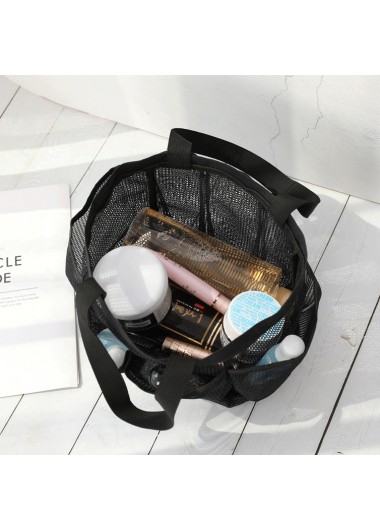 Black accessories,Plain Color accessories,Open Mesh Polyester Black Hand Bag