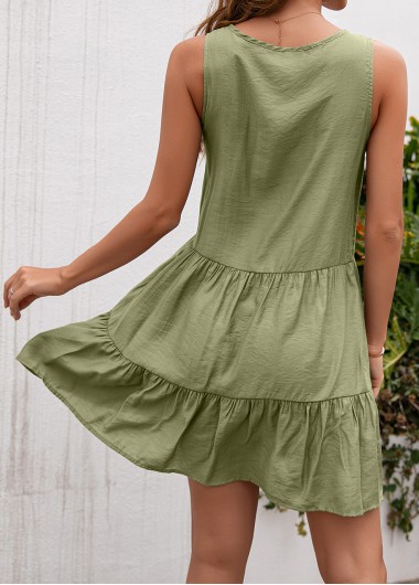 Sage Green dresses,Plain Color dresses,Tassel Sage Green A Line Dress