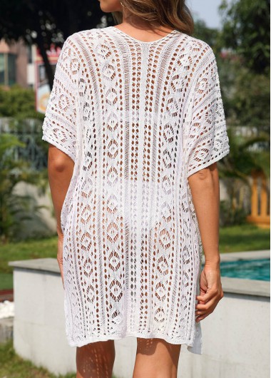 Beige swimwear,Plain Color swimwear,Asymmetry V Neck Beige Cover Up