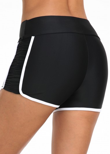 Black swimwear,Contrast Color swimwear,ROTITA Black Contrast Stitch Mid Waisted Swim Shorts