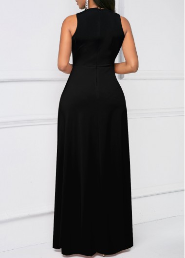 Black dresses,Tribal dresses,Geometric dresses,Striped dresses,ROTITA Criss Cross Tribal Print Black Sleeveless Maxi Dress