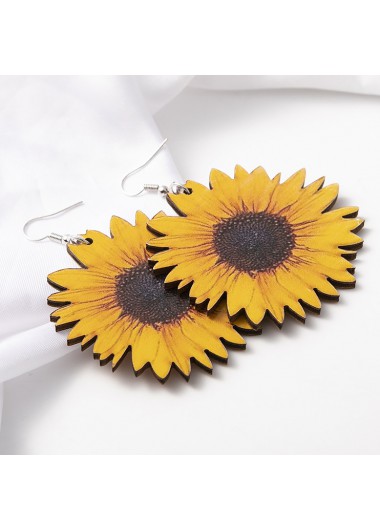 Ginger jewelry,Floral jewelry,Sunflower Print Faux Leather Ginger Earrings
