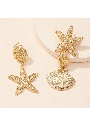 Golden jewelry,Other jewelry,Asymmetrical Metal Detail Starfish Golden Earrings