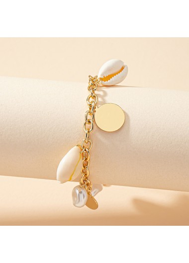 Golden jewelry,Other jewelry,Asymmetrical Metal Detail Pearl Golden Bracelet