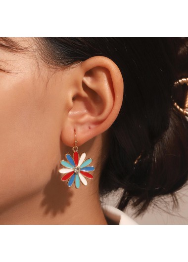 Gold jewelry,Other jewelry,Floral Design Rhinestone Detail Gold Earrings