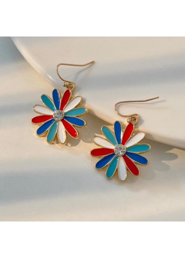 Gold jewelry,Other jewelry,Floral Design Rhinestone Detail Gold Earrings