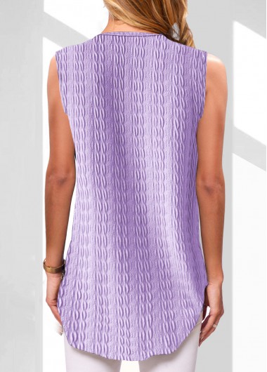 Purple tops,Plain Color tops,ROTITA Zipper Purple V Neck Tank Top