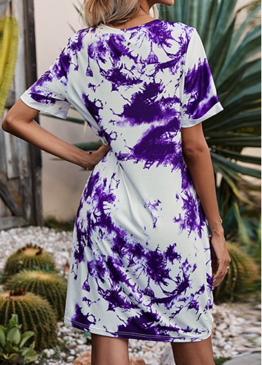 Purple dresses,White dresses,Tie Dye dresses,Twist Tie Dye Print Purple Dress