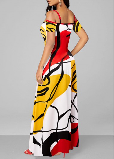 Multi Color dresses,Graphic dresses,ROTITA Pocket Graffiti Print Multi Color Maxi Dress