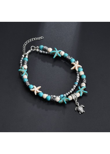 Silver jewelry,Plain Color jewelry,Asymmetrical Design Jade Detail Silver Anklet