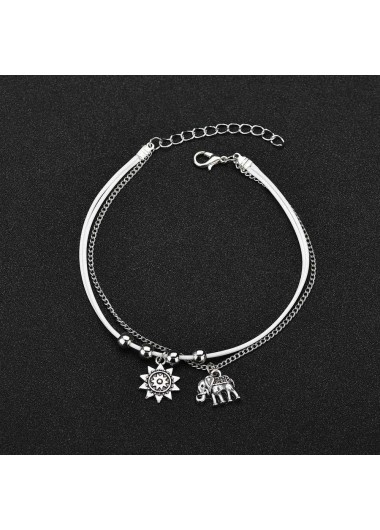 Silver jewelry,Plain Color jewelry,Asymmetrical Design Silver Iron Detail Anklet