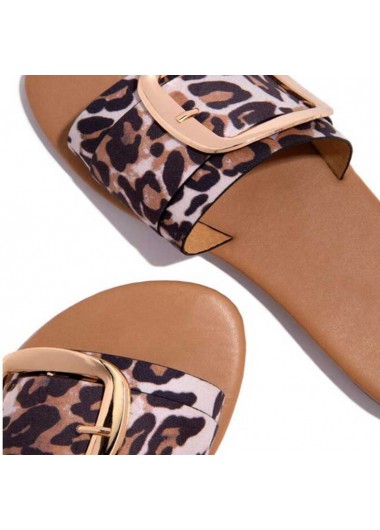 Multi Color accessories,Leopard accessories,Leopard Multi Color Falt Open Toe Sliders