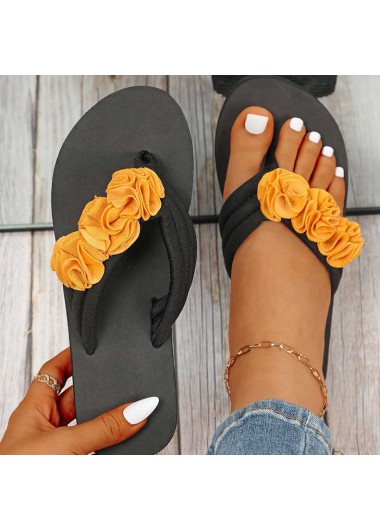 Black accessories,Contrast Color accessories,Black Falt Toe Post Contrast Slippers