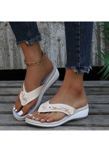 White accessories,Plain Color accessories,White Mid Heel Toe Post Slippers