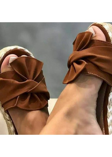 Dark Coffee accessories,Plain Color accessories,Dark Coffee Mid Heel Open Toe Sliders