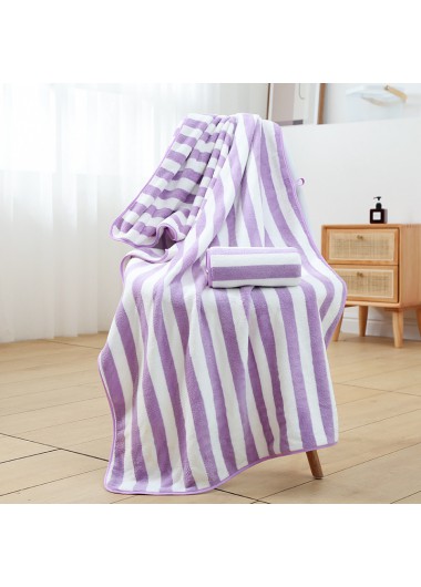 Light Purple accessories,Striped accessories,Striped Light Purple Contrast Beach Blanket